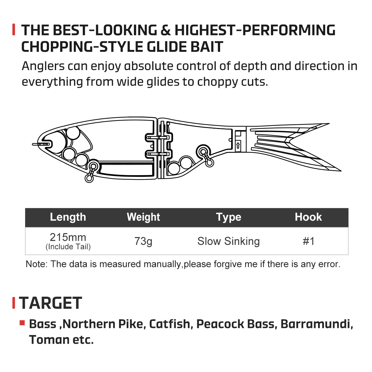 Noeby 215mm 73gAmata Glide Swi - Fishing Lure Spinnerbait recensie en prijs
